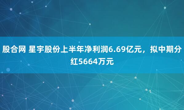 股合网 星宇股份上半年净利润6.69亿元，拟中期分红5664万元
